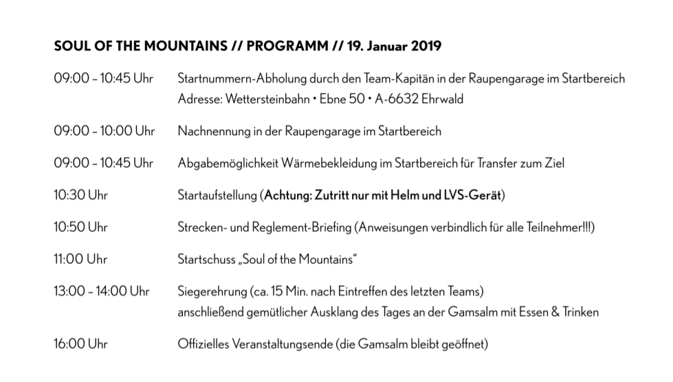 Programm Soul of the Mountains 2019 Programm Soul of the Mountains 2019