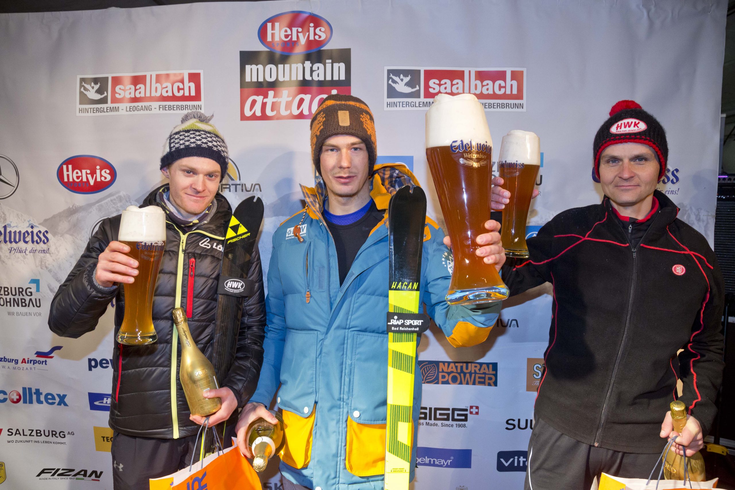 Schattbergrace Herren: 1 Thomas Trainer, DE, 2 Alexander Brandner, AUT, 3 Ingemar Wibmer, AUT, Mountain Attack 2017, Saalbach Hinterglemm, Tourenskimarathon, 13012017 © www.wildbild.at