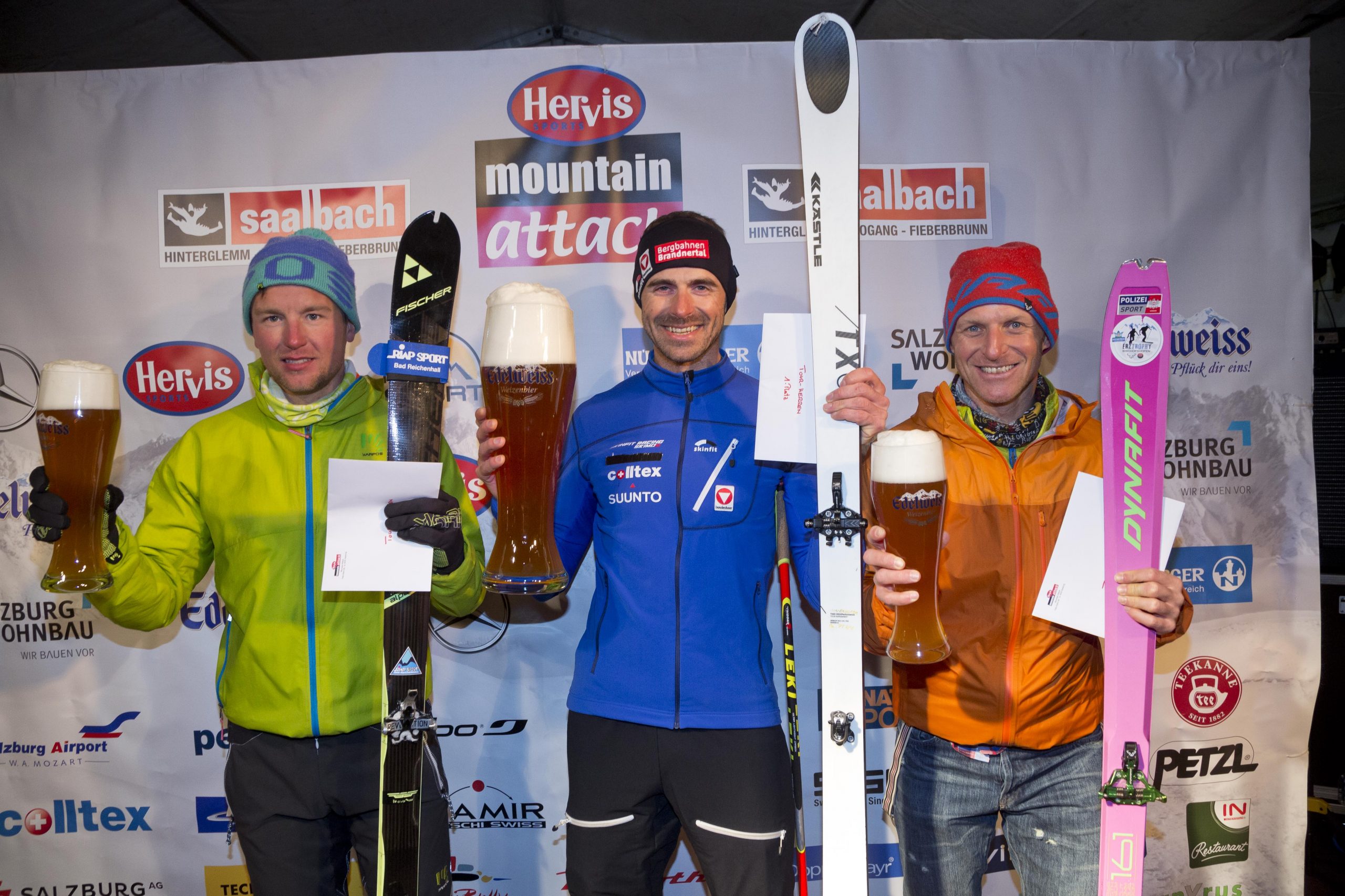 Tour Herren: 1 Patrick Innerhofer, AUT, 2 Josef Huber, DE, 3 Thomas Wallner, AUT, Mountain Attack 2017, Saalbach Hinterglemm, Tourenskimarathon, 13012017 © www.wildbild.at