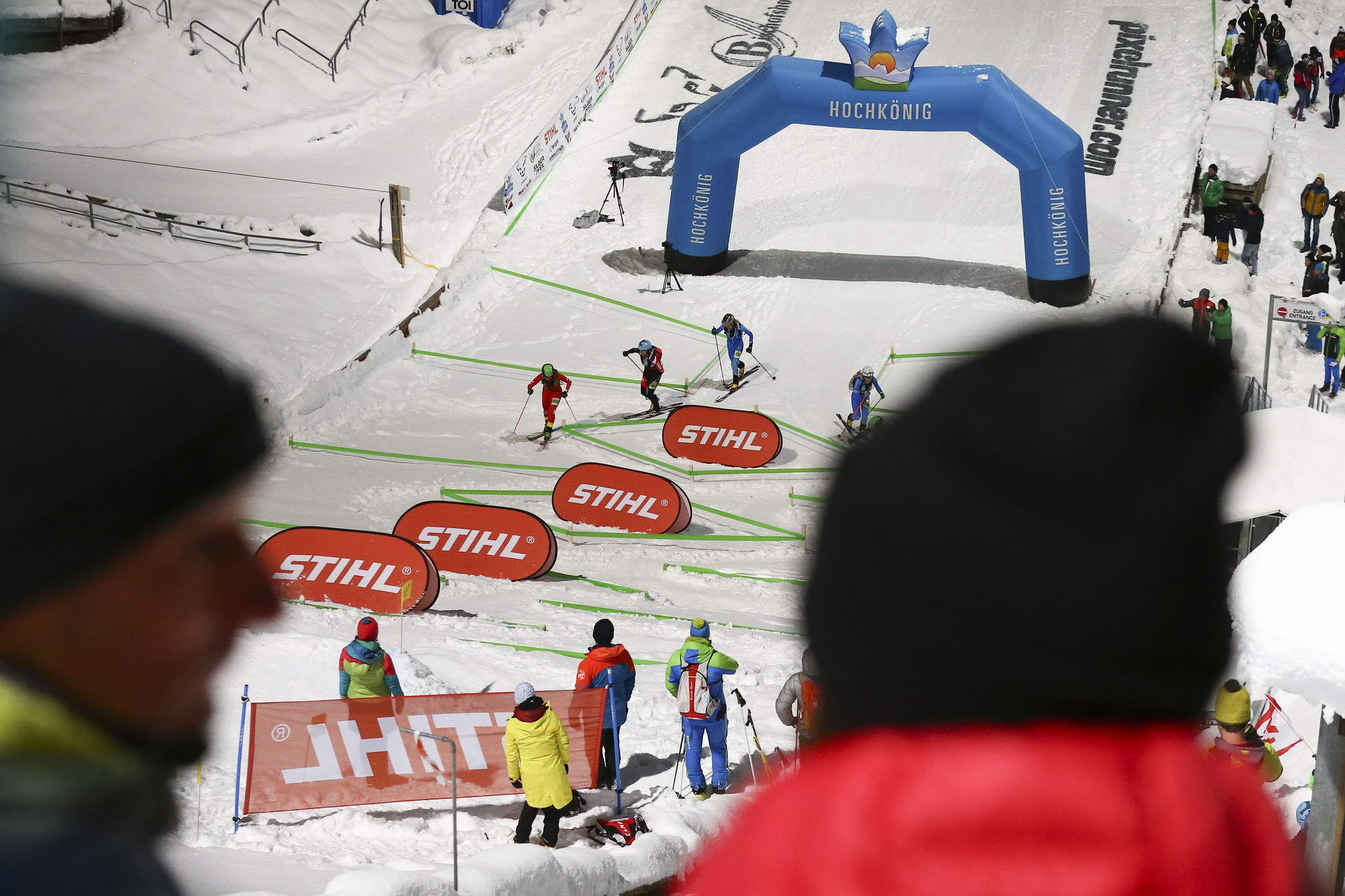 SALZBURG, AUSTRIA - JANUARY 18: a feature with spectators during ISMF World Cup Sprint Race at Paul Ausserleitner Schanze on January 18, 2019 in Salzburg, Austria.