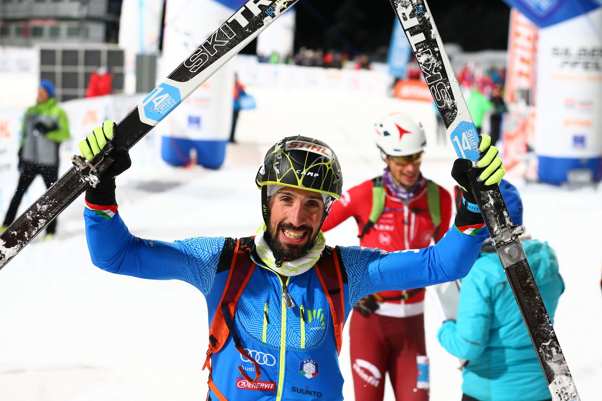 SALZBURG, AUSTRIA - JANUARY 18: Robert Antonioli of Italy takes the win during ISMF World Cup Sprint Race at Paul Ausserleitnerschanze on January 18, 2019 in Salzburg, Austria.