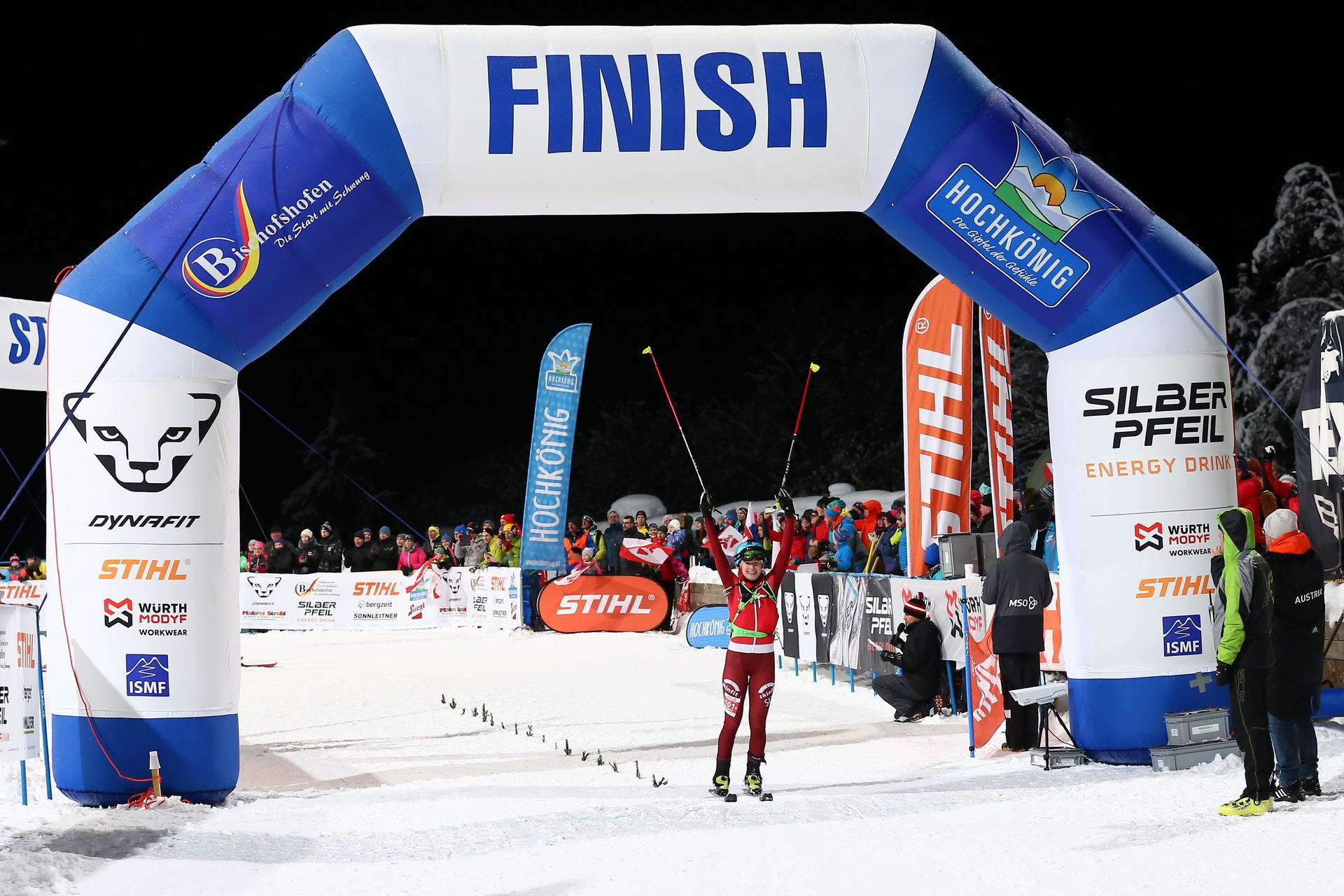 SALZBURG, AUSTRIA - JANUARY 18: Marianne Fatton of Switzerland takes the victory during ISMF World Cup Sprint Race at Paul Ausserleitnerschanze on January 18, 2019 in Salzburg, Austria.