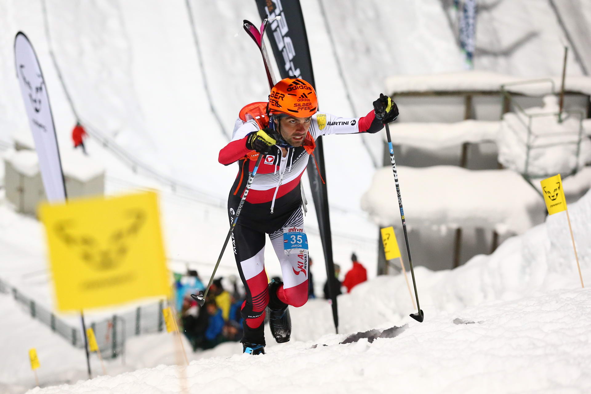 SALZBURG, AUSTRIA - JANUARY 18: Jakob Herrmann of Austria during ISMF World Cup Sprint Race at Paul Ausserleitner Schanze on January 18, 2019 in Salzburg, Austria.