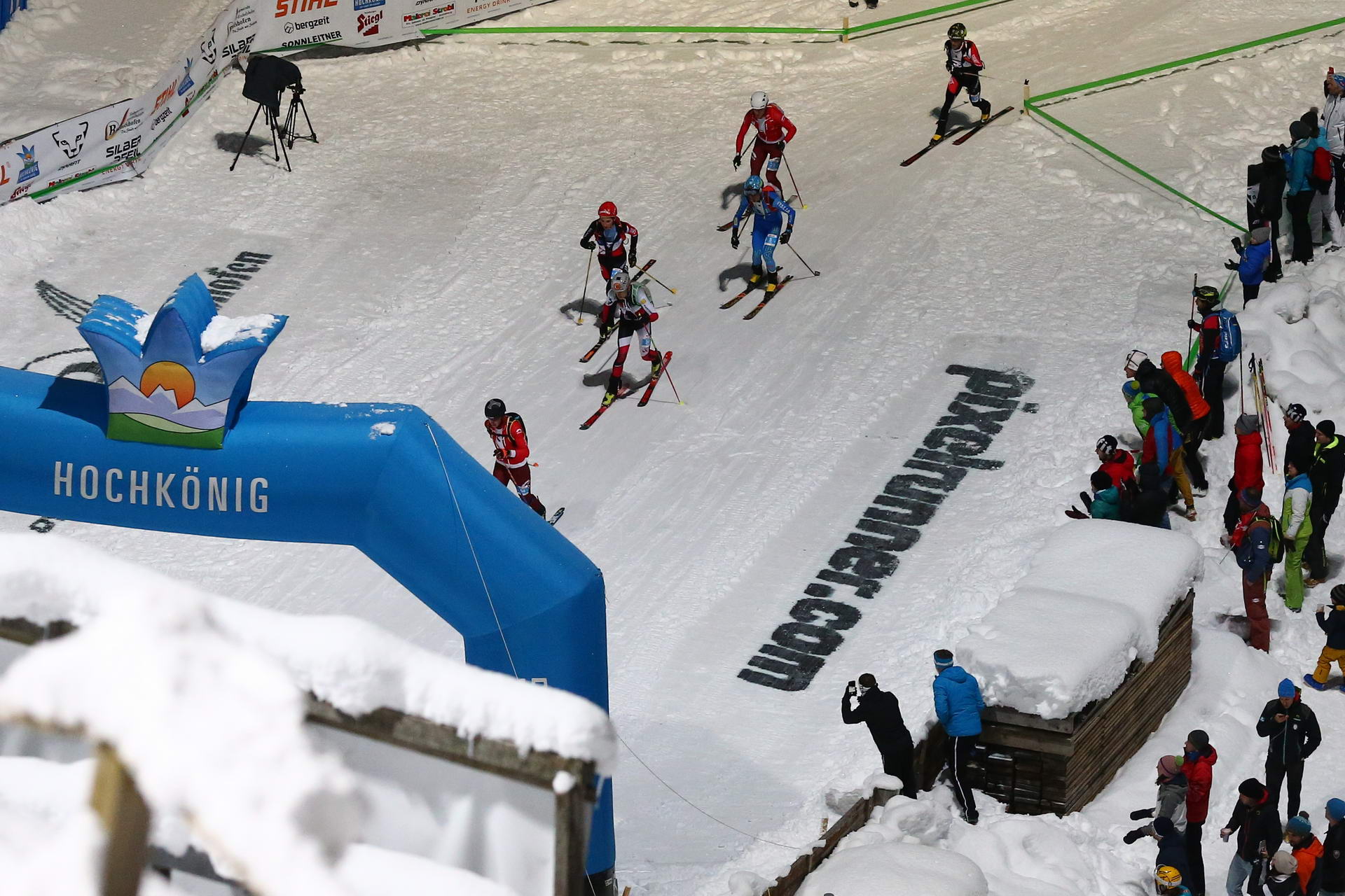 SALZBURG, AUSTRIA - JANUARY 18: men's quarter finals during ISMF World Cup Sprint Race at Paul Ausserleitner Schanze on January 18, 2019 in Salzburg, Austria.
