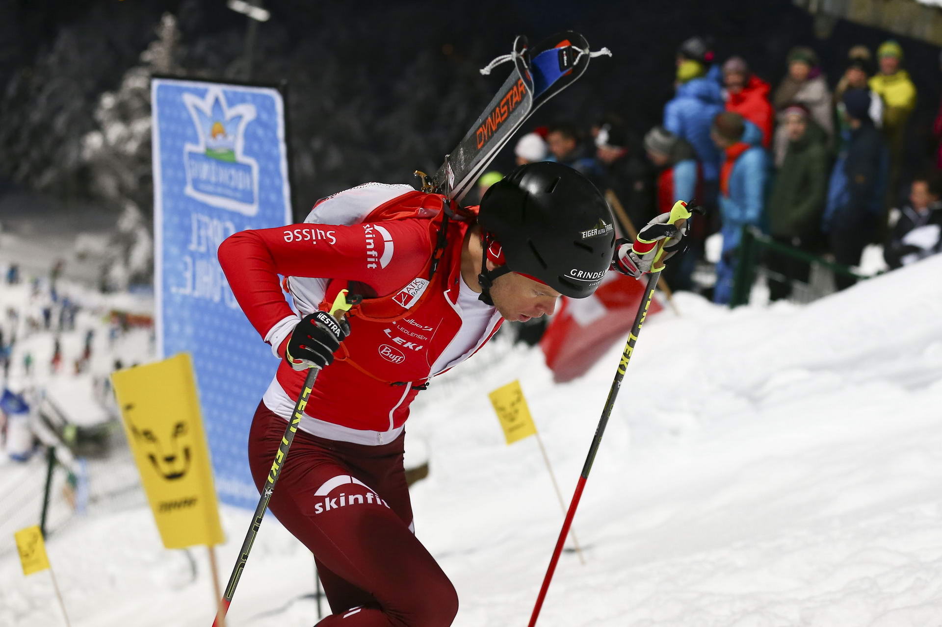 SALZBURG, AUSTRIA - JANUARY 18: Werner Marti of Switzerland during ISMF World Cup Sprint Race at Paul Ausserleitner Schanze on January 18, 2019 in Salzburg, Austria.