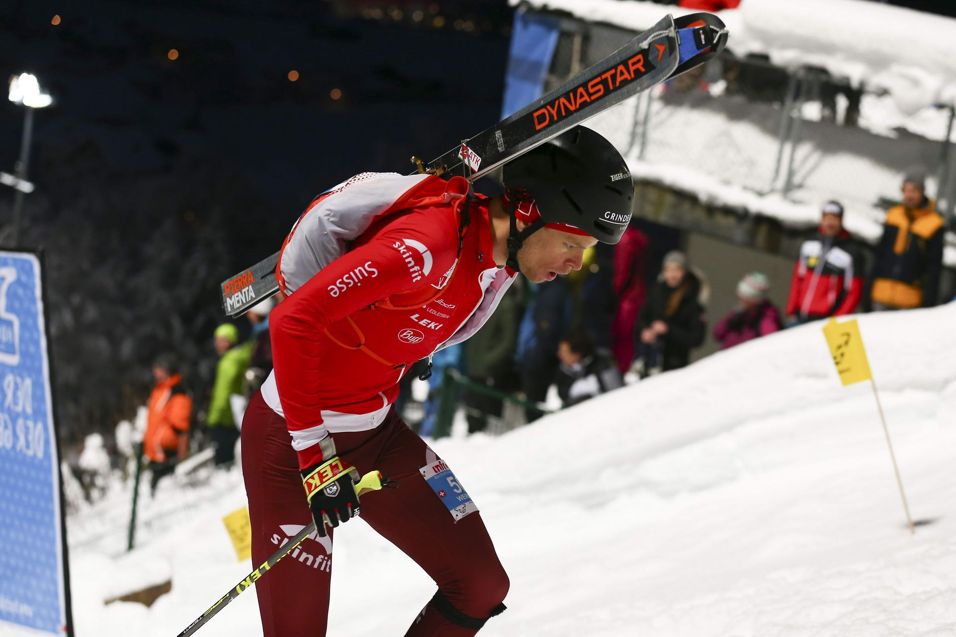 SALZBURG, AUSTRIA - JANUARY 18: Werner Marti of Switzerland during ISMF World Cup Sprint Race at Paul Ausserleitner Schanze on January 18, 2019 in Salzburg, Austria.