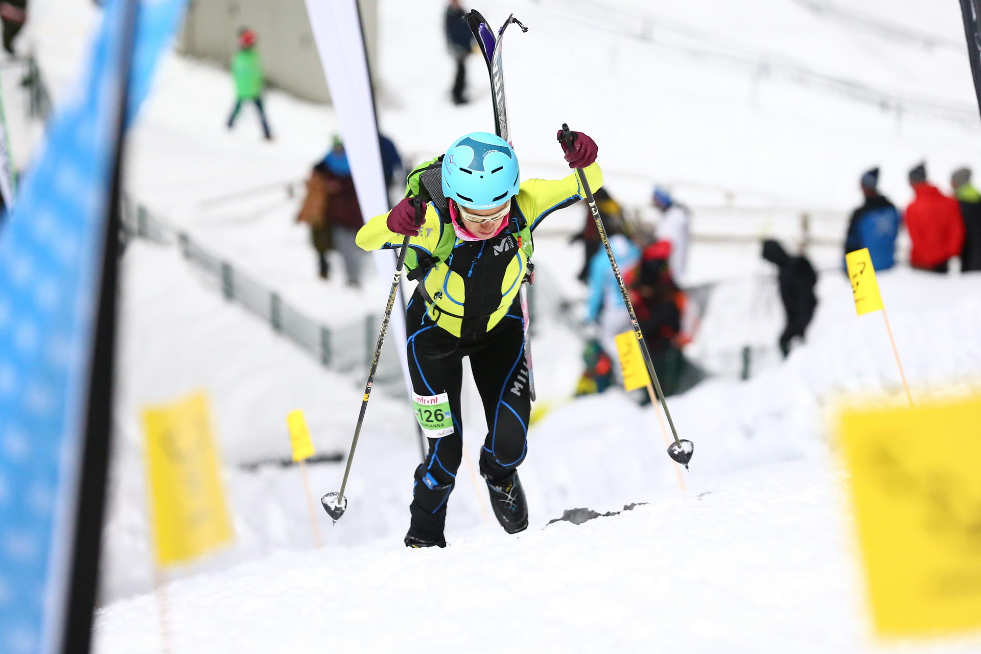 SALZBURG, AUSTRIA - JANUARY 18: Marianna Jagercikova of Slovakia during ISMF World Cup Sprint Race at Paul Ausserleitner Schanze on January 18, 2019 in Salzburg, Austria.