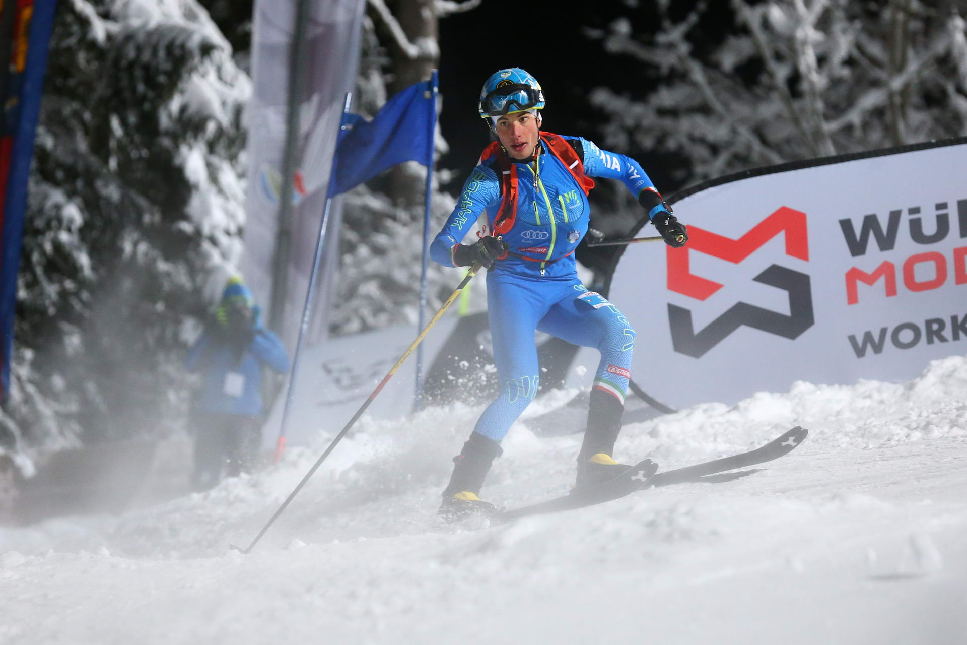 SALZBURG, AUSTRIA - JANUARY 18: Nadir Maguet of Italy during ISMF World Cup Sprint Race at Paul Ausserleitner Schanze on January 18, 2019 in Salzburg, Austria.