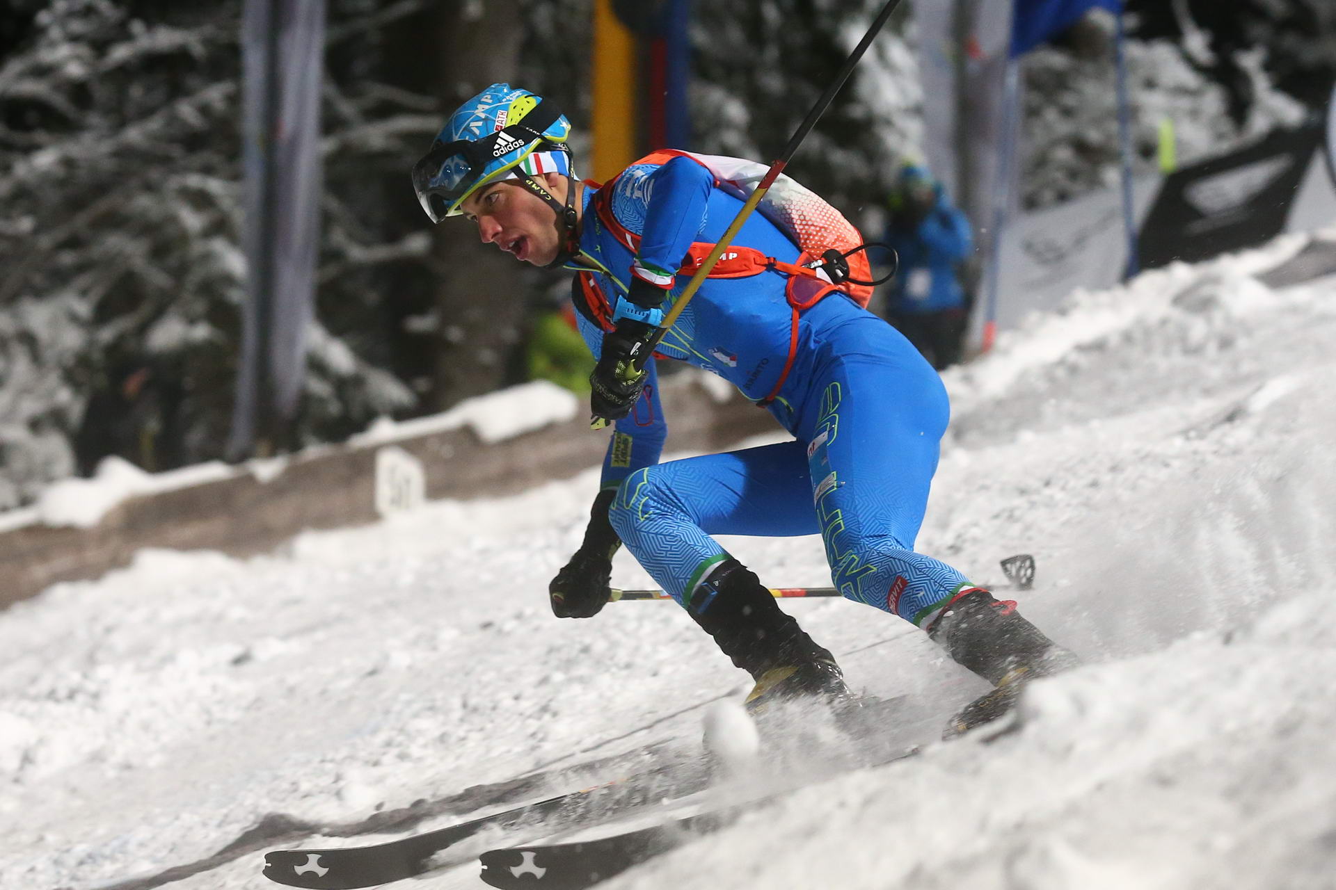 SALZBURG, AUSTRIA - JANUARY 18: Nadir Maguet of Italy during ISMF World Cup Sprint Race at Paul Ausserleitner Schanze on January 18, 2019 in Salzburg, Austria.