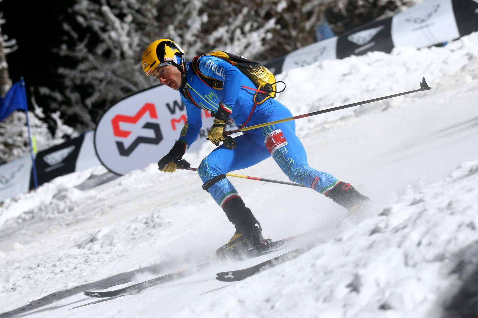 SALZBURG, AUSTRIA - JANUARY 18: Michele Boscacci of Italy during ISMF World Cup Sprint Race at Paul Ausserleitner Schanze on January 18, 2019 in Salzburg, Austria.