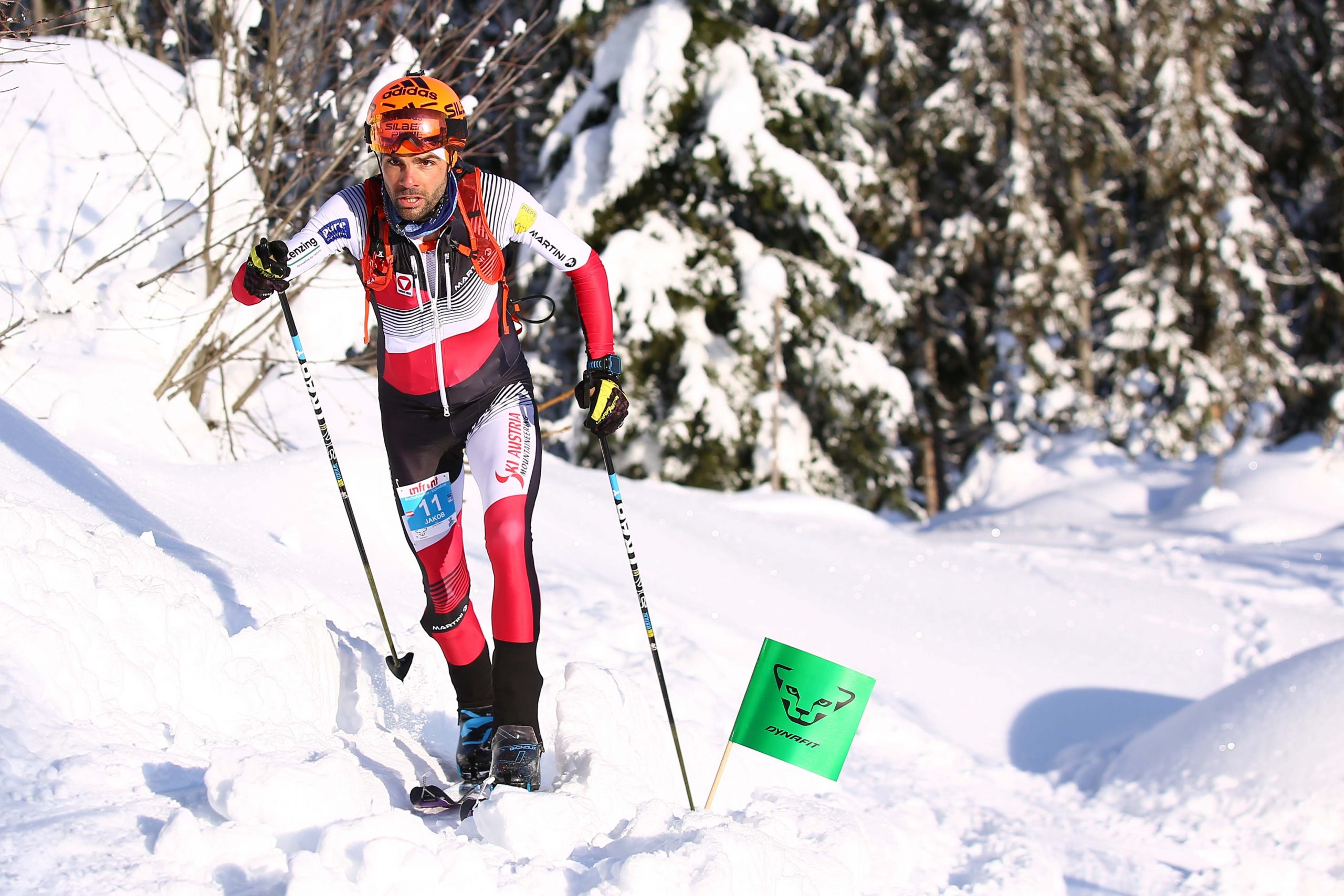 BISCHOFSHOFEN, AUSTRIA - JANUARY 20: Jakob Herrmann of Austria during ISMF World Cup Individual Race on January 20, 2019 in Bischofshofen, Austria.