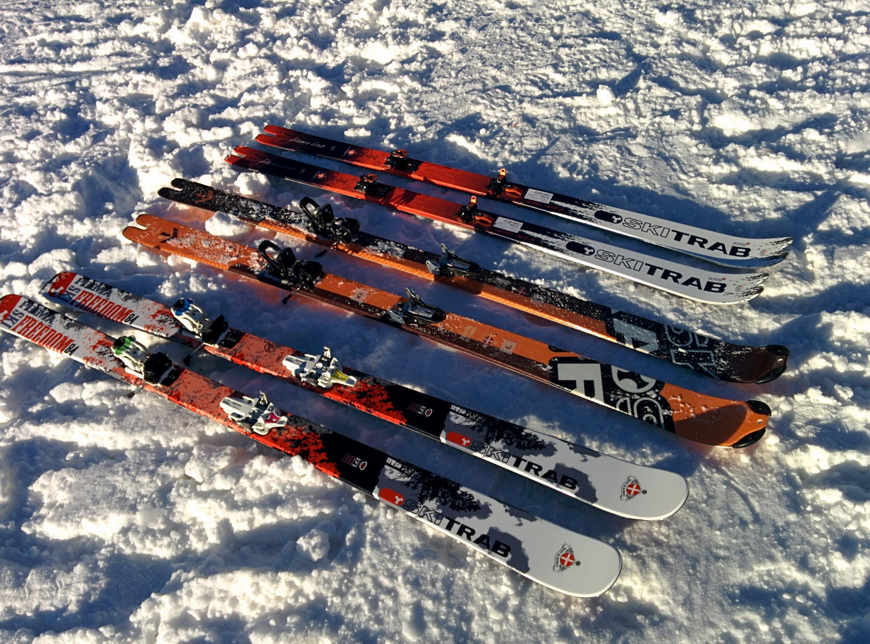 Da sind sie die Testobjekte: SKITRAB TR2, FRITSCHI Vipec und ATK Race SL-R