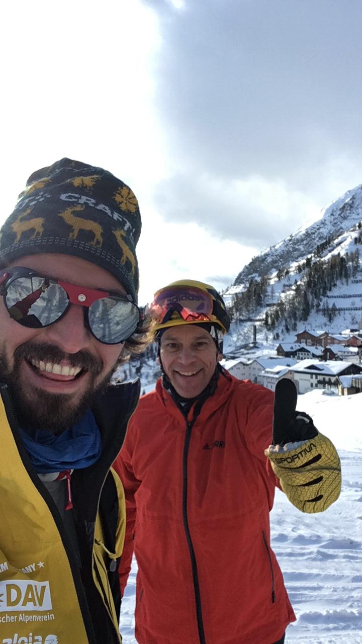 Bundesjugendtrainer Anderl Hartmann mit Teamarzt Dr. Schöffl beim Trainingslager Obertauern DAV 2019